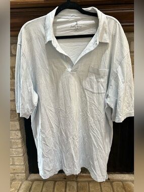 Bobby Jones Pale Blue and White Thin-Striped Polo EUC